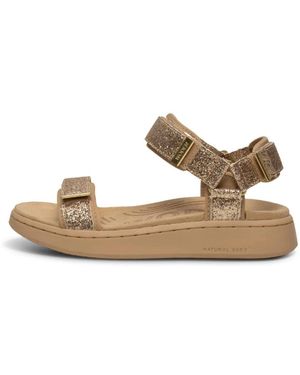 Woden Flat Sandalen - Metallic