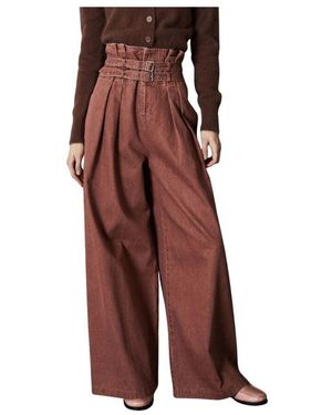 Isabelle Blanche Rostbraune high-waist weit geschnittene hose