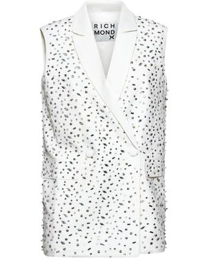 RICHMOND Jassen ,Wit ,Leer Gilet Sartoriale Con Applicazioni All Over