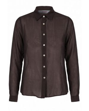 Jucca Overhemden ,Bruin ,Katoen Camicia Coreana Semi Trasparente