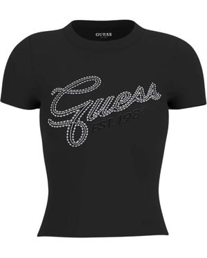 Guess Studs Script Tee - Zwart