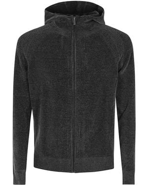 Rrd Velvet zip knit hoodie - Schwarz