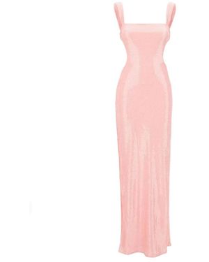 TWENTYFOUR Paillettenkleid Mit Quadratischem Ausschnitt Und Hüftausschnitten - Pink