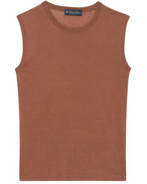Brooks Brothers Tops ,Bruin ,Katoen Zijden Blend Top