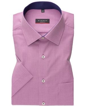 Eterna Overhemden ,Roze ,Katoen Roze Korte Mouw Overhemd Modern Fit - Paars