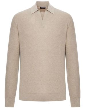 ZEGNA V-Neck Knitwear - Natural