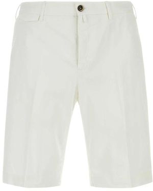 PT Torino Weiße Stretch-Baumwoll-Bermuda-Shorts
