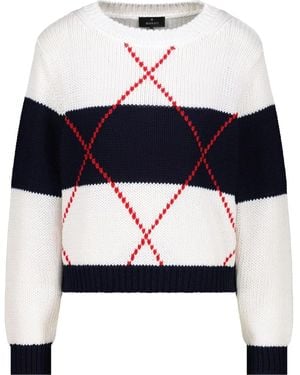 Monari Intarsia Rundhals-Pullover - Schwarz