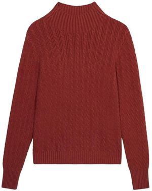 Oltre Rollkragenpullover Mit Zopfmuster - Rot