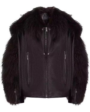 Manokhi Braune Jade Bomber Lederjacke - Schwarz
