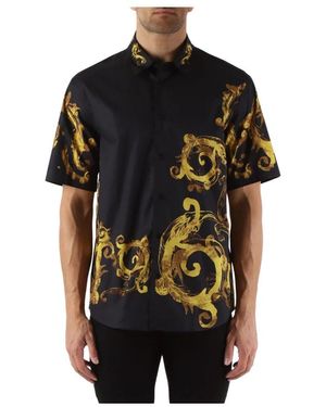 Versace Jeans Couture Regular fit baumwollhemd mit dekorativem motiv - Schwarz