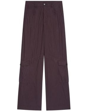 Dries Van Noten Weite Bein Braune Baumwollhose - Lila