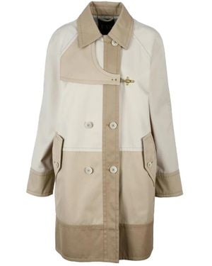 Fay Double-Breasted Coats - Natural