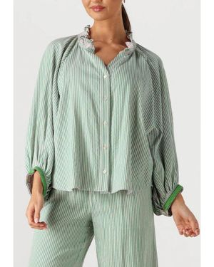 Pom Overhemden ,Veelkleurig ,Katoen Seersucker Blouse - Groen