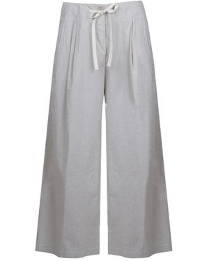 Jucca Broeken ,Katoen Pantalon Seersucker Met Trekkoord - Grijs