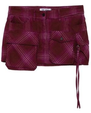 The Attico Dunkelroter Karo-Rock Mit Taschen - Lila