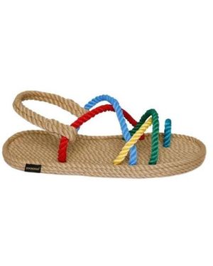 Bohonomad Schoenen ,Veelkleurig ,Artisan Touw Enkelband Platte Sandalen - Meerkleurig