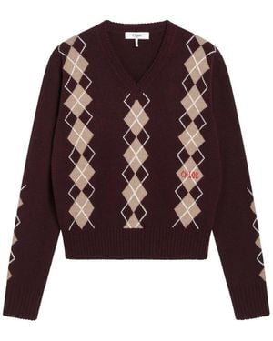 Chloé V-Neck Knitwear - Purple