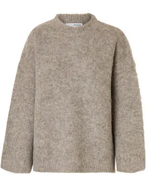SELECTED Alpaka Strick Hoodie - Grau