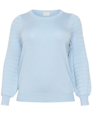 Kaffe Celestial Strickpullover Mit Puffärmeln - Blau