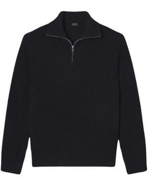 A.P.C. V-Neck Knitwear - Blu