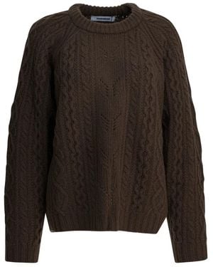Sandbeige Round-Neck Knitwear - Marrón