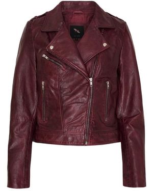 Btfcph Klassische Biker-Lederjacke - Rot