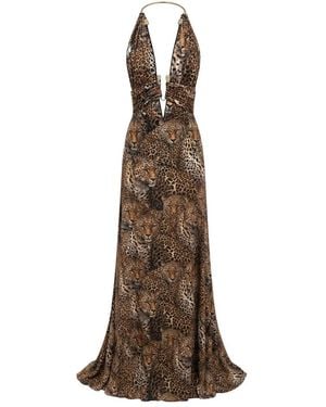 Philipp Plein Kleedjes ,Bruin ,Long Dress Leopard