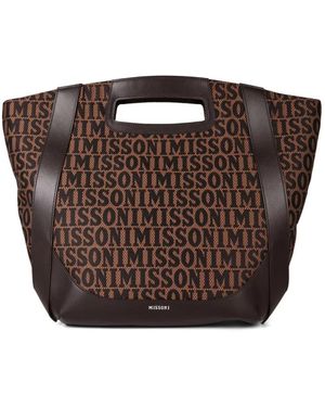 Missoni Tassen ,Bruin ,Leer Bruine Logo Tote Shopping Tas