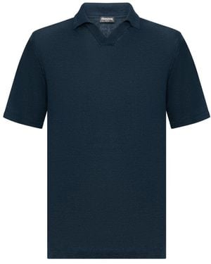 Franzese Collection Open Collar V-Neck Polo - Blauw