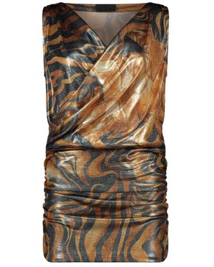 Alberta Ferretti Golden Reflections Mini Jurk - Bruin