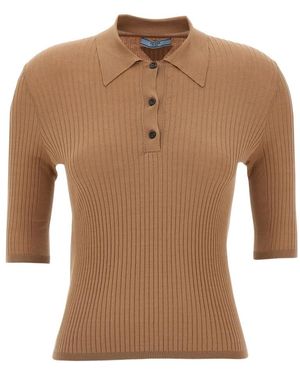 Prada Baumwoll-Polohemd - Braun