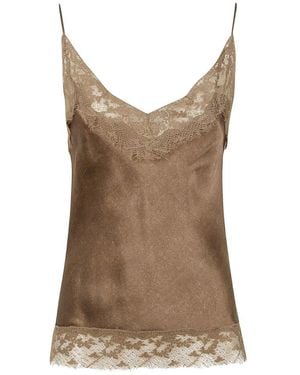 Ermanno Scervino Tops ,Groen ,Mouwloze Top - Bruin