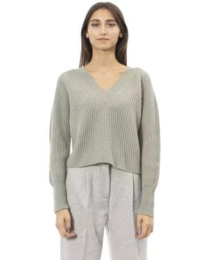 Alpha Studio V-Neck Knitwear - Grigio