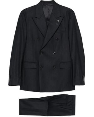 Lardini Pinstripe Double-Breasted Suit - Zwart