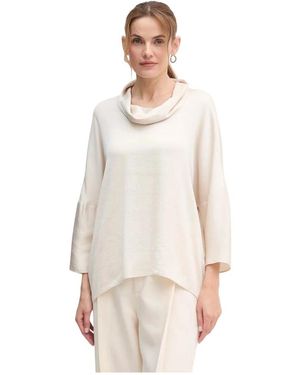 Joseph Ribkoff Cowl Neck Button Blouse - Naturel