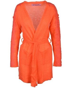 Pink Memories Weicher Mohair-Blend Cardigan - Orange