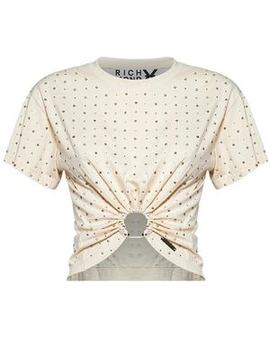 RICHMOND T-Shirt Met Plooitjes En Versieringen - Naturel
