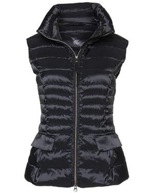 Marc Cain Jassen ,Zwart ,Leer Gewatteerd Gilet Met Dons
