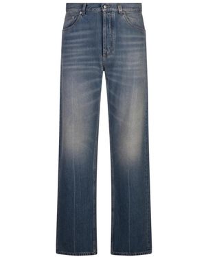 McQueen Blaue Gewaschene Straight-Leg Jeans