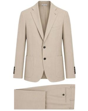 Manuel Ritz Single Breasted Suits - Natural