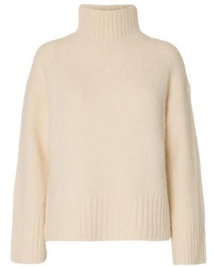 SELECTED Hoher Hals Strickpullover - Natur