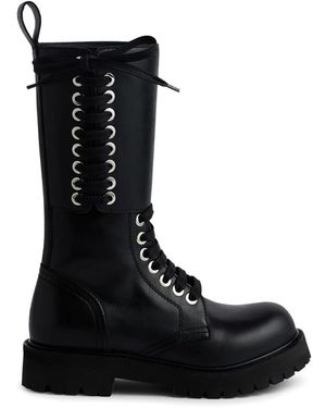 Rabanne Schwarze Lederstiefel Im Grunge-Stil