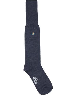 Vivienne Westwood Ondergoed ,Blauw ,Wol Uni Colour High Sock