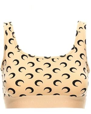 Marine Serre Moon Printed Jersey Cropped Top - Metallic