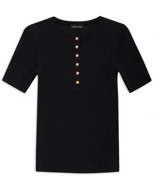 Anine Bing Top & t-shirt nera alessia con bottoni dorati - Nero
