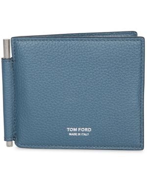 Tom Ford Luxuriöser Leder Geldscheinklammer Kartenhalter - Blau