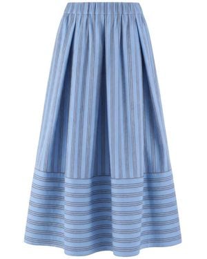 Antonelli Rokken ,Veelkleurig ,Katoen Ibiza Striped Midi Skirt - Blauw