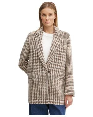 forte_forte Jassen ,Bruin ,Wol Visgraat Blazer - Grijs