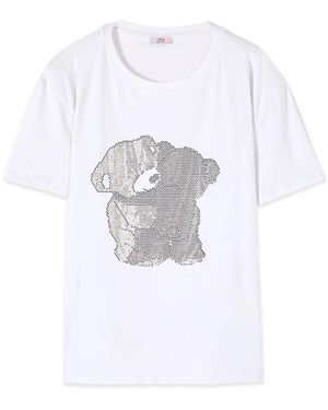 Oltre Tops ,Wit ,Katoen Jersey T-Shirt Met Microkristallen